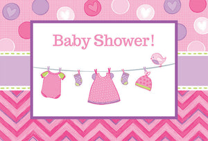 Shower With Love Girl Postcard Invites Pack of 8