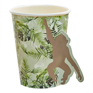 Wild Jungle 9oz/266ml Paper Cups Pop Out Monkey Pack of 8
