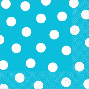 Dots Lunch Napkins Caribbean Blue Pack of 16