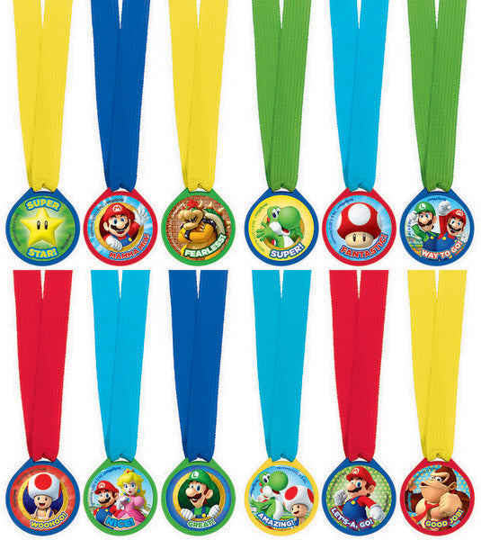 Super Mario Brothers Mini Award Medals Pack of 12