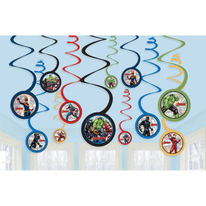 Marvel Avengers Powers Unite Spiral Swirl Decorations Pack of 12