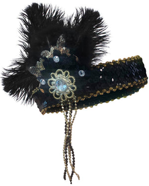 20s Deluxe Flapper Headpiece Black and Gold