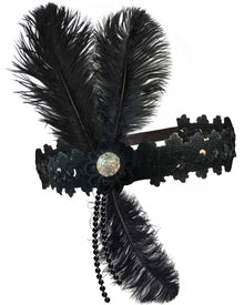 20s Flapper Headpiece Black