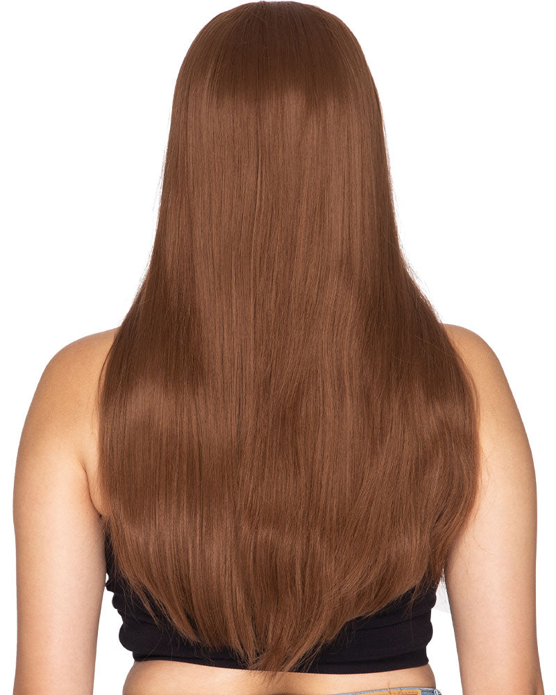 Linen brown long straight wig yv30194