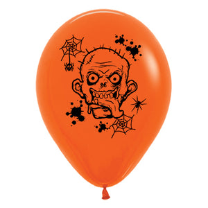 Sempertex 30cm Zombie Horror Fashion Orange Latex Balloons 6PK Pack of 6