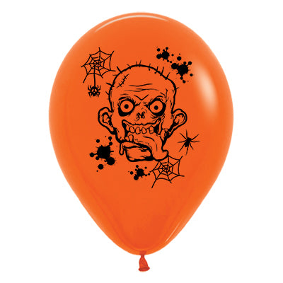 Sempertex 30cm Zombie Horror Fashion Orange Latex Balloons 6PK Pack of 6