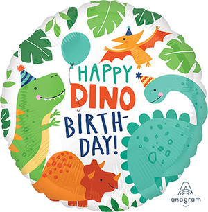45cm Standard HX Happy Dino Birthday Dino-Mite Party Balloon