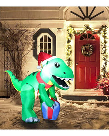 Dinosaur with Hat Christmas Lawn Inflatable 1.5m