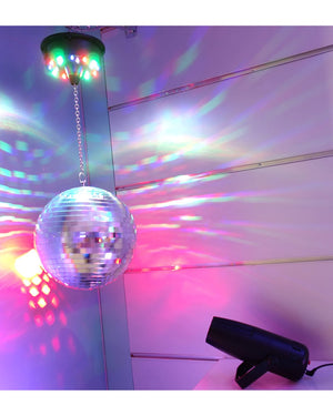 70s Disco CR Lite 20cm Mirror Ball Motor and Pinspot LED Set