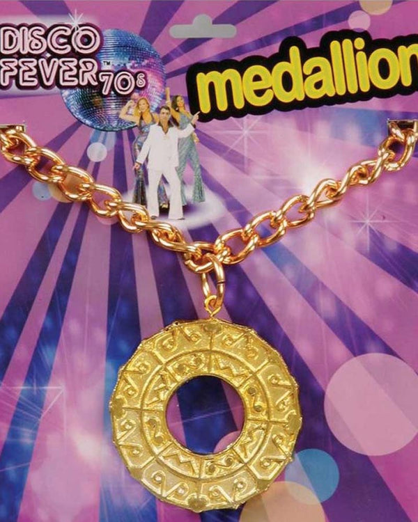 70s Disco Fever Medallion Necklace