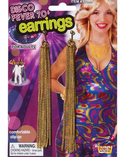 60s Disco Gold Chain Clip On Earrings