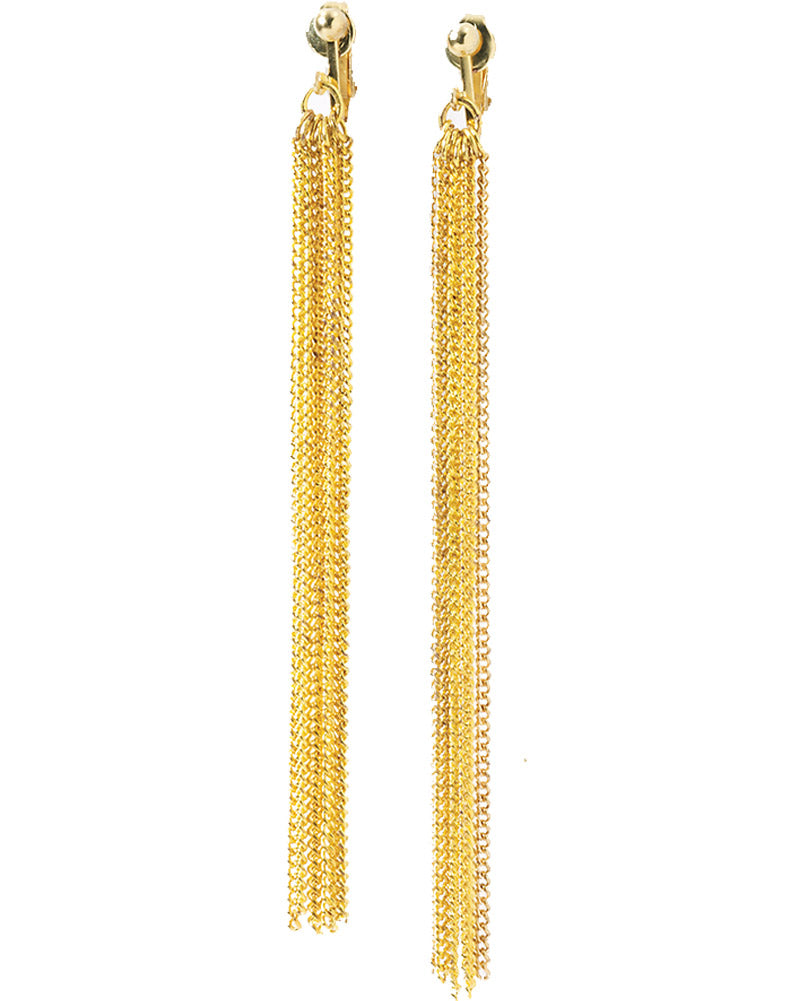 60s Disco Gold Chain Clip On Earrings