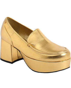 70s Disco Gold Platform Deluxe Mens Shoes - Main Image