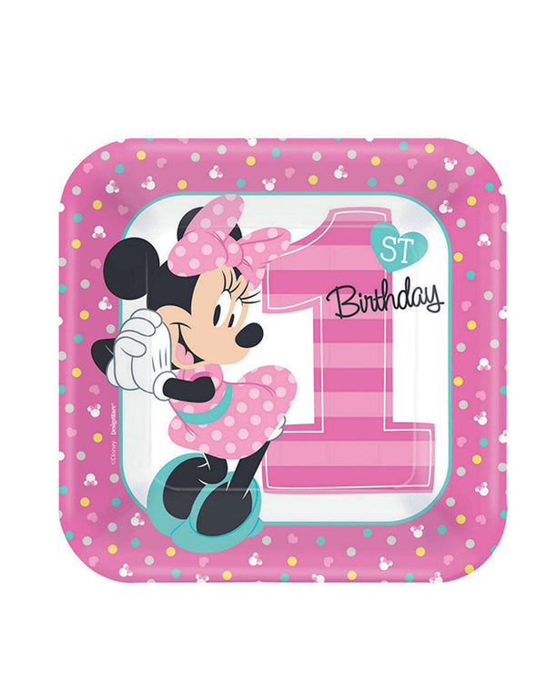 Disney Minnie Fun to be One 17cm Plates Pack of 8