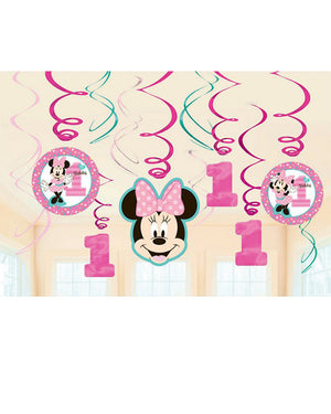 Disney Minnie Fun to be One Hanging Swirl Decorations Pack of 12