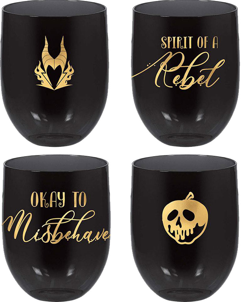 Disney Villains Stemless Drinking Glasses Pack of 4
