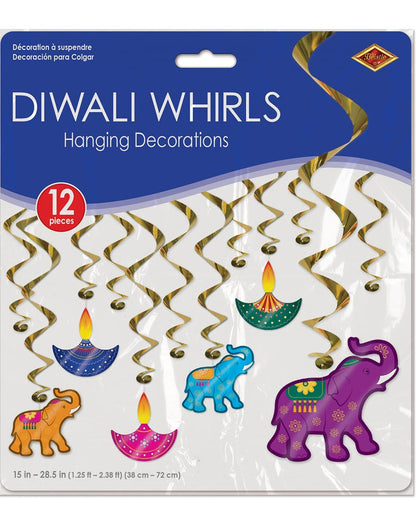 Diwali Hanging Swirl Decorations Pack of 12