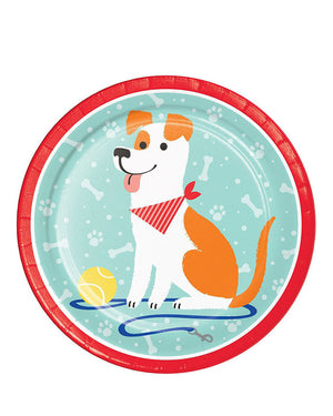 Dog Party 23cm Round Paper Plates Pack of 8