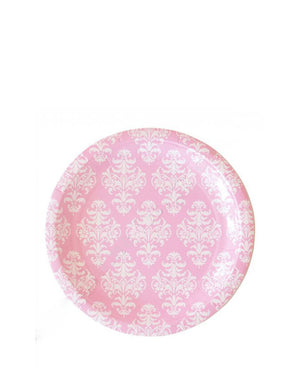 Pink Damask 18cm Plates Pack of 12