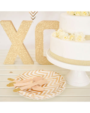 Gold Chevron 18cm Paper Plates Pack of 10