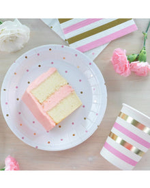 Gold and Pink Dots 18cm Paper Plates Pack of 10