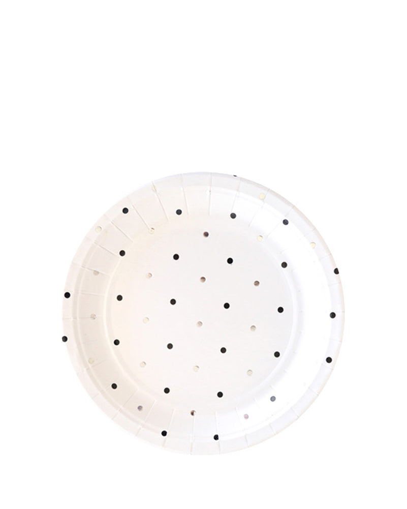 Silver and Black Dots Dessert Plates Pack of 10