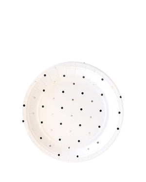 Silver and Black Dots Dessert Plates Pack of 10