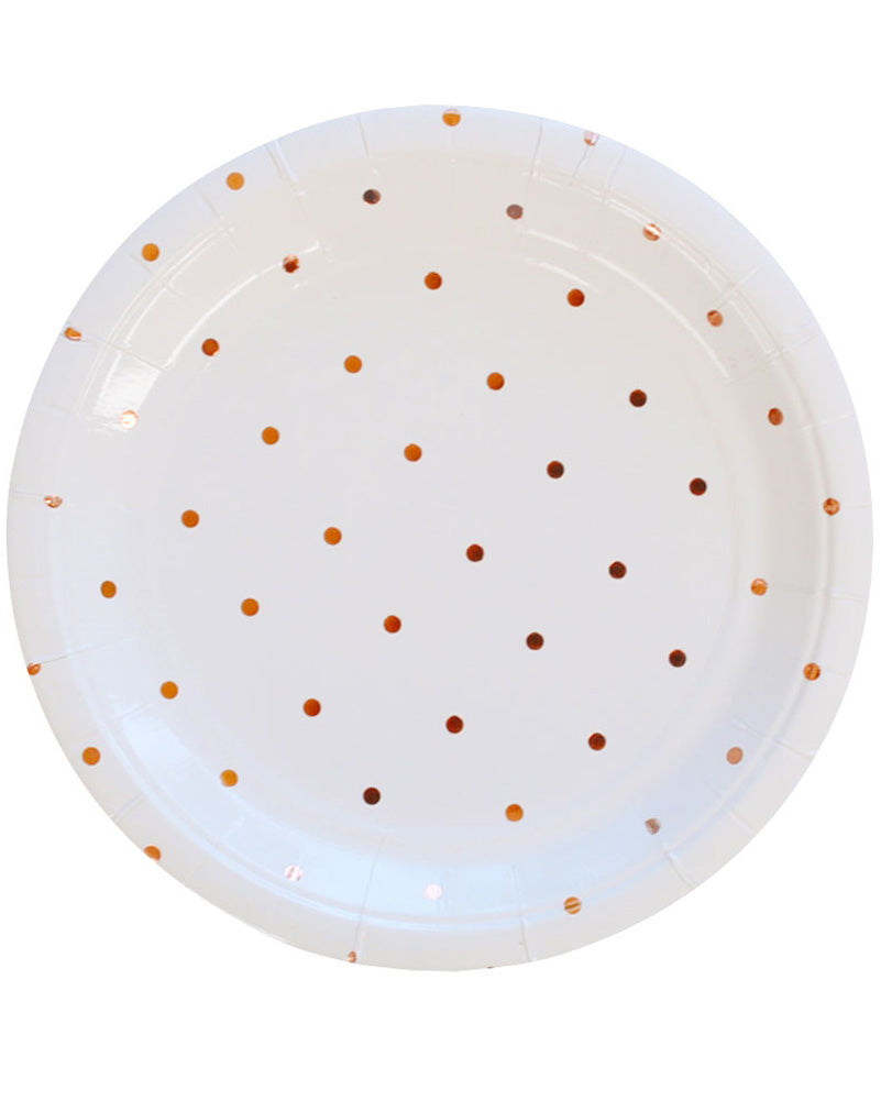 Rose Gold Spots 18cm Paper Plates Pack of 10