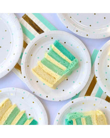 Mint Gold Dots 18cm Paper Plates Pack of 10