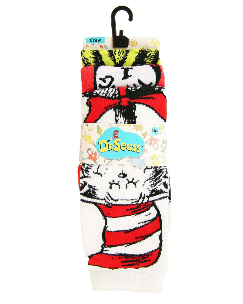Dr Seuss Characters Adult Crew Sock Set 3 Pack