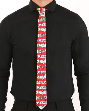 Dr Seuss Characters and Stripes Deluxe Necktie