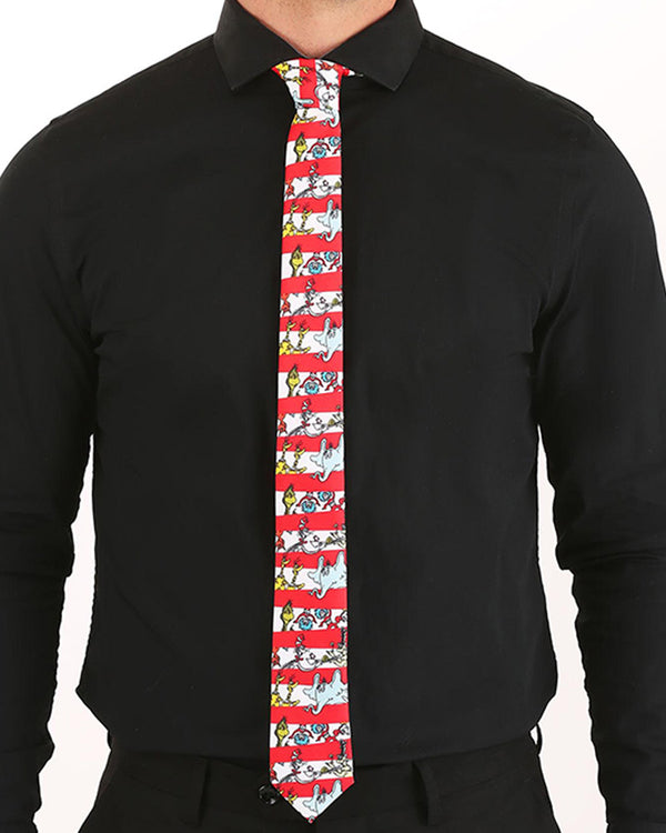 Dr Seuss Characters and Stripes Deluxe Necktie