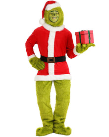 Dr Seuss The Grinch Santa Open Face Adult Costume