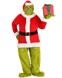 Dr Seuss The Grinch Santa Open Face Adult Plus Size Costume