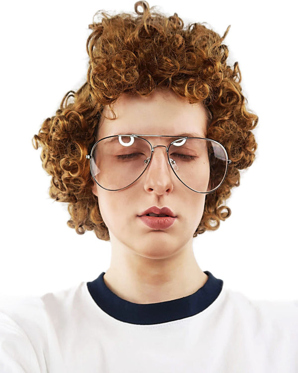Dynamite Brown Afro with Glasses Set