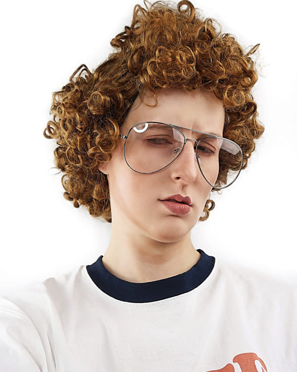 Dynamite Brown Afro with Glasses Set
