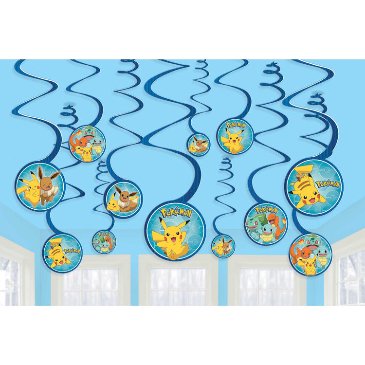 Pokemon Classic Spiral Decorations Pack of 12