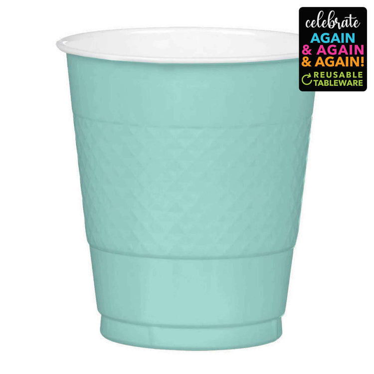 Premium Plastic Cups 355ml 20 Pack - Robins Egg Blue Pack of 20