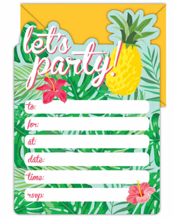 Tropical Party Invitation and Envelope Pack of 16