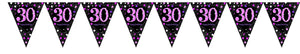 Pink Celebration 30 Prismatic Pennant Banner - Plastic