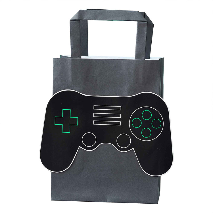 Game Controller Party Bags 3D Black with Green Inside Pack of 5