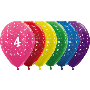 Sempertex 30cm Age 4 Metallic Assorted Latex Balloons 25Pk
