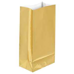 Large Paper Treat Bags Gold Foil Pack of 12