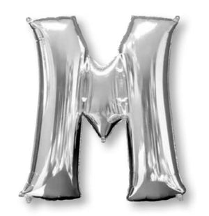 Silver 86cm Letter M Supershape Foil Balloon