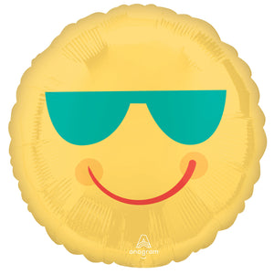 45cm Standard HX Yellow Smiley Face & Sunglasses Balloon