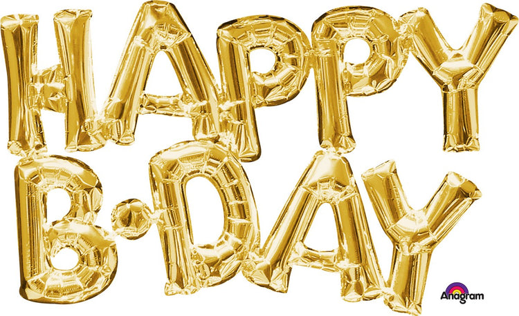 Happy B Day Gold Foil Balloon