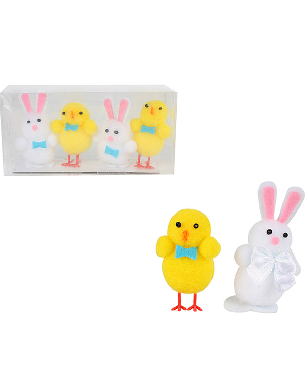 Easter Chicken And Rabbit Decoration 6cm Pack of 4