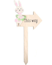 Easter Wooden This Way Yard Stake Right