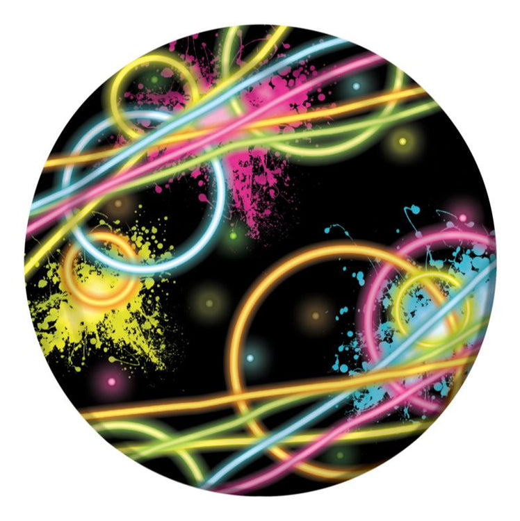 Glow Party 18cm Paper Plates Pack of 8
