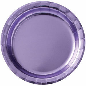 Metallic 17cm Lavender Round Plates Pack of 8